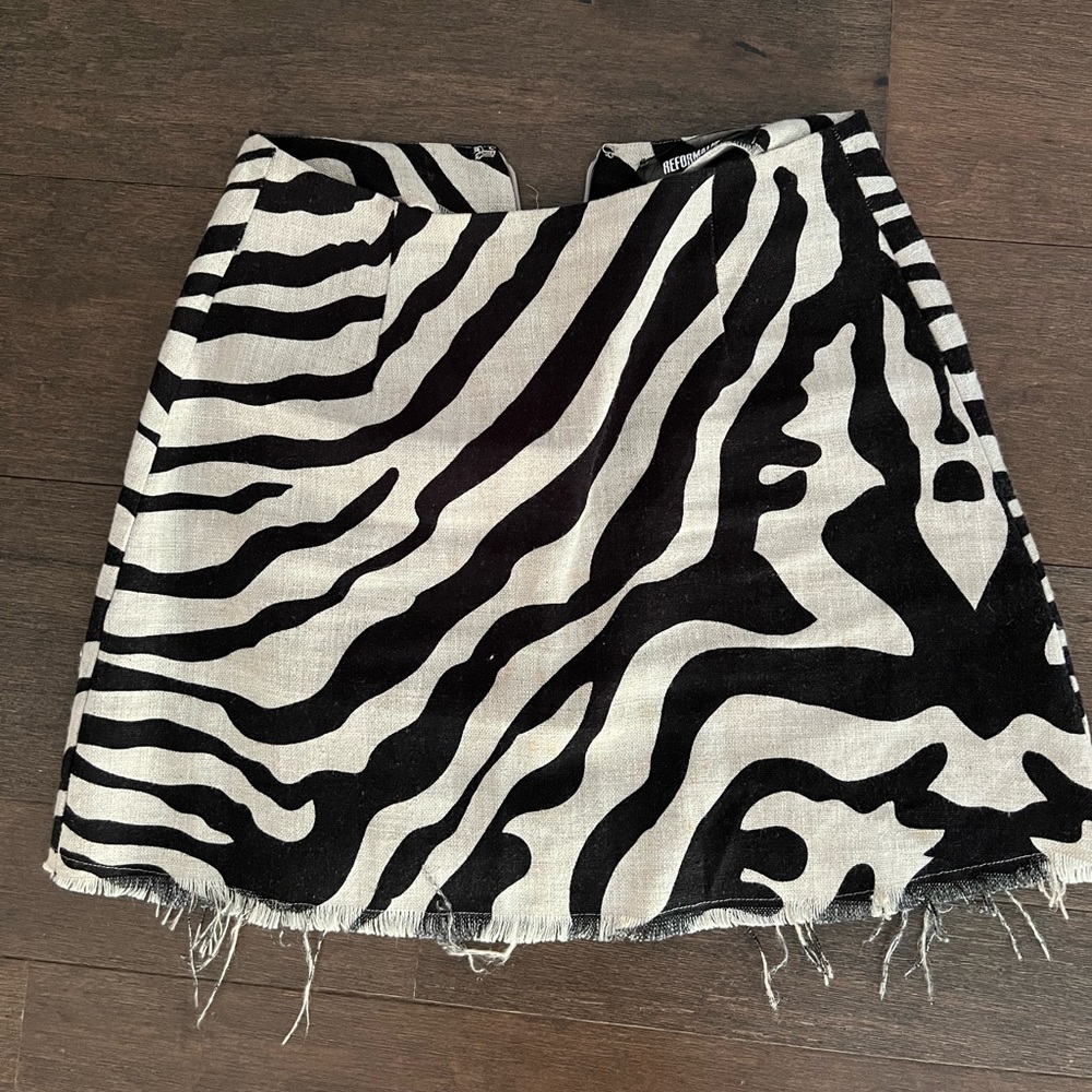 Reformation Linen Zebra Print Skirt